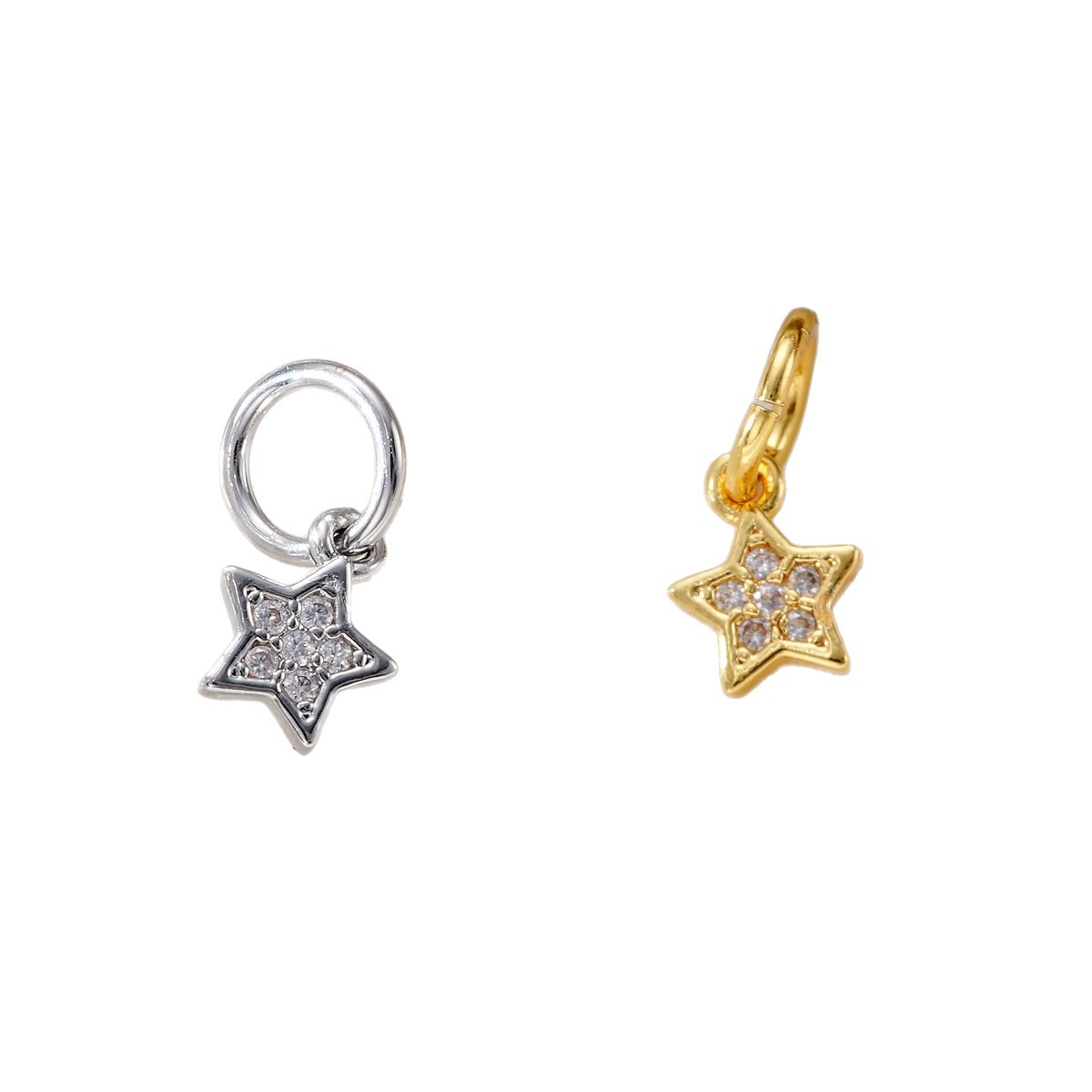 Copper-plated 18k high color retention, zirconium-inlaid five-pointed star pendant bracelet, pearl necklace, clasp, DIY jewelry accessory Item Picture
