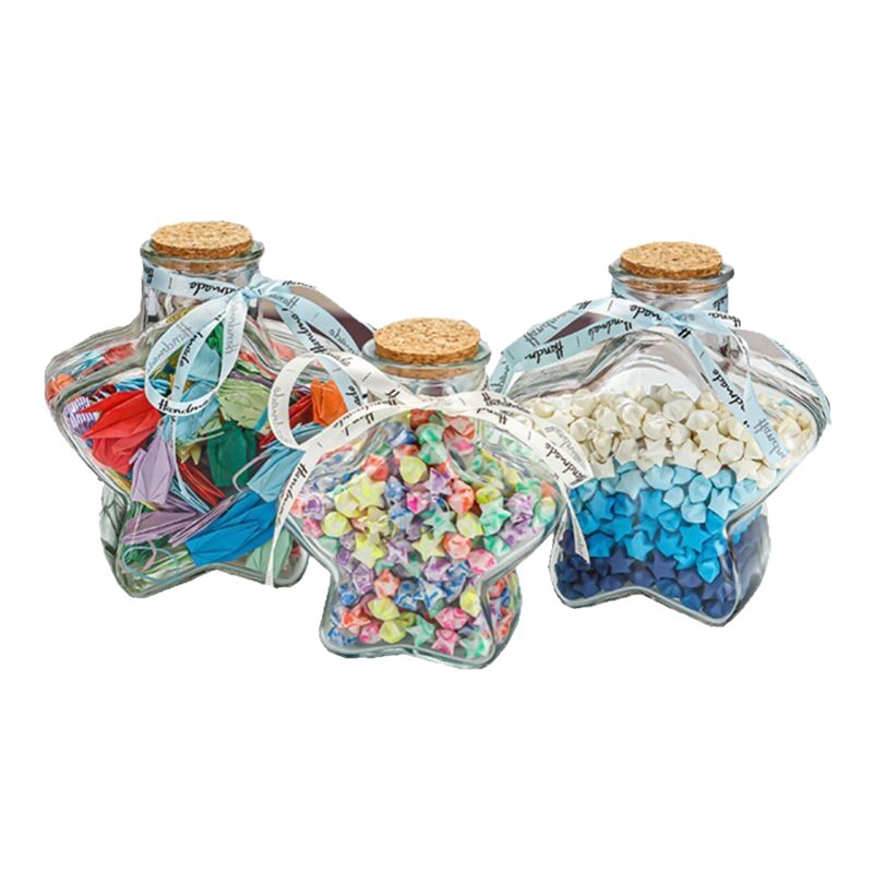 النجوم المحظوظة: زجاجات من زجاجات خشبية مغطاة بالزجاج العائم Item Picture