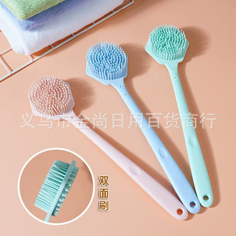 High appearance level silicone long-handled bath brush, double-sided soft bristle scrub massage brush, lazy back friction wonder, thickening body brush Specification image