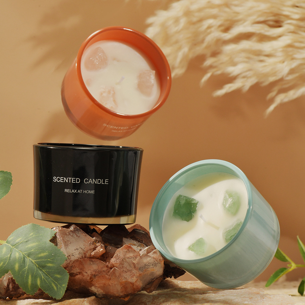 水晶石蜡烛香薰精油跨境ins香氛可爱节日礼物现货淡香空气清新