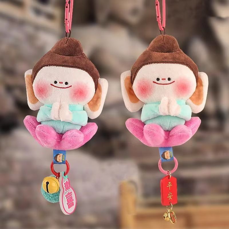 山西大同好礼文创纪念品佛小伴挂件合掌云冈石窟莲花小佛毛绒玩偶