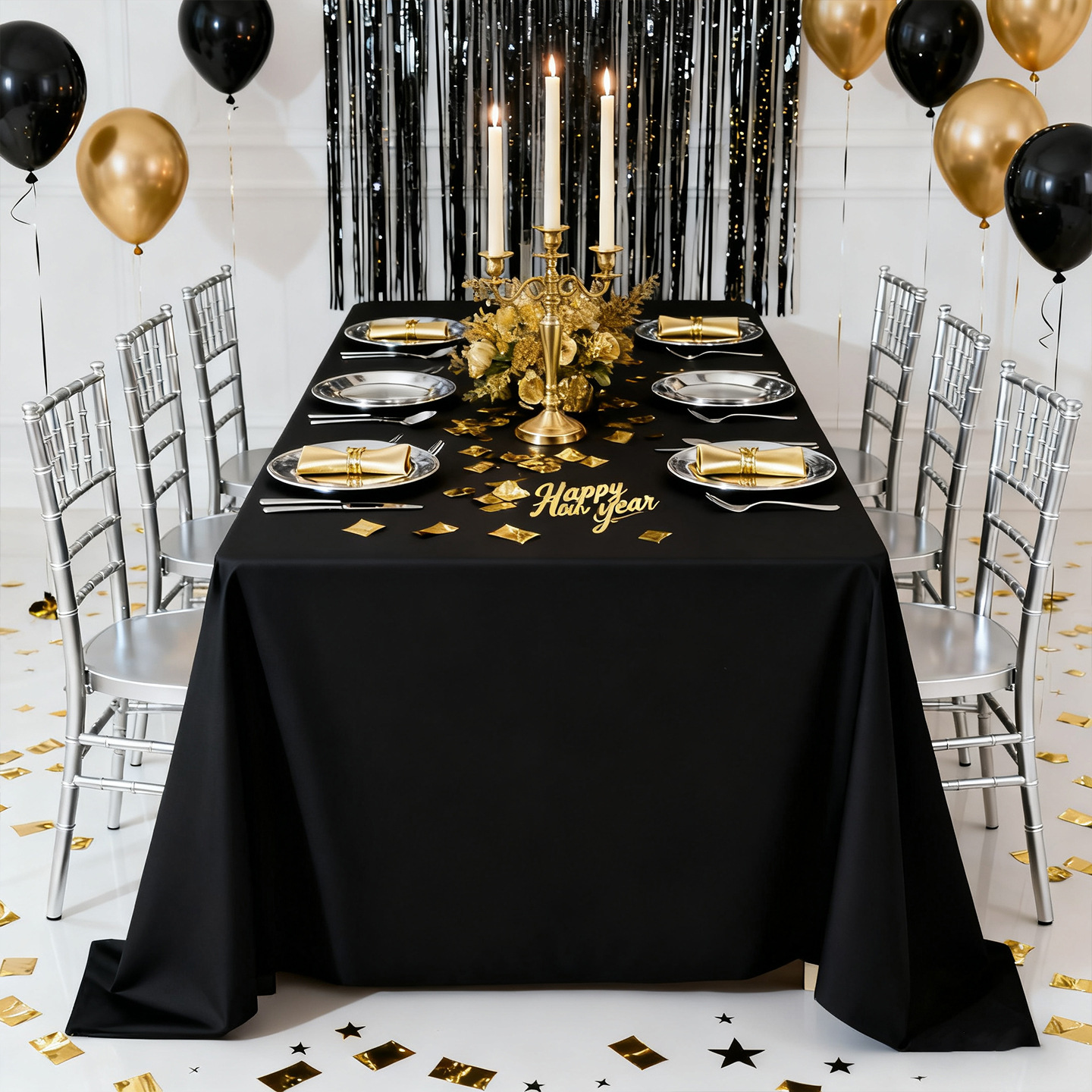 黑色会议桌布轻奢高级感长方形高档桌布台布茶几布酒店婚庆摆摊桌