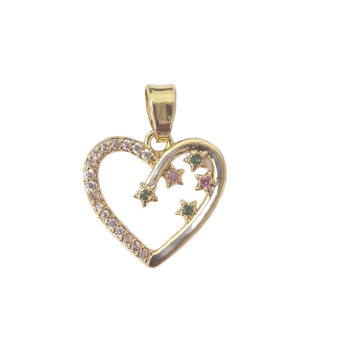 爱心吊坠女小清新星星镶嵌锆石心形圆脸显瘦耳环时尚ins风饰品白底实物图