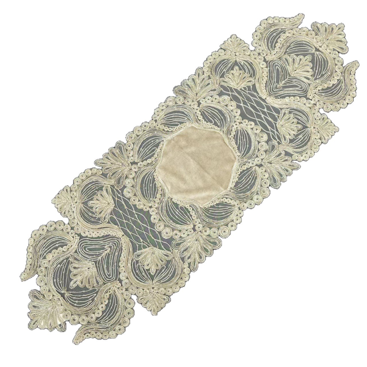 European-style rope-embroidered luxurious table MATS, dining tables, coffee tables, fabric table flags, high-end TV cabinets, embroidered tablecloths, table flags Item Picture