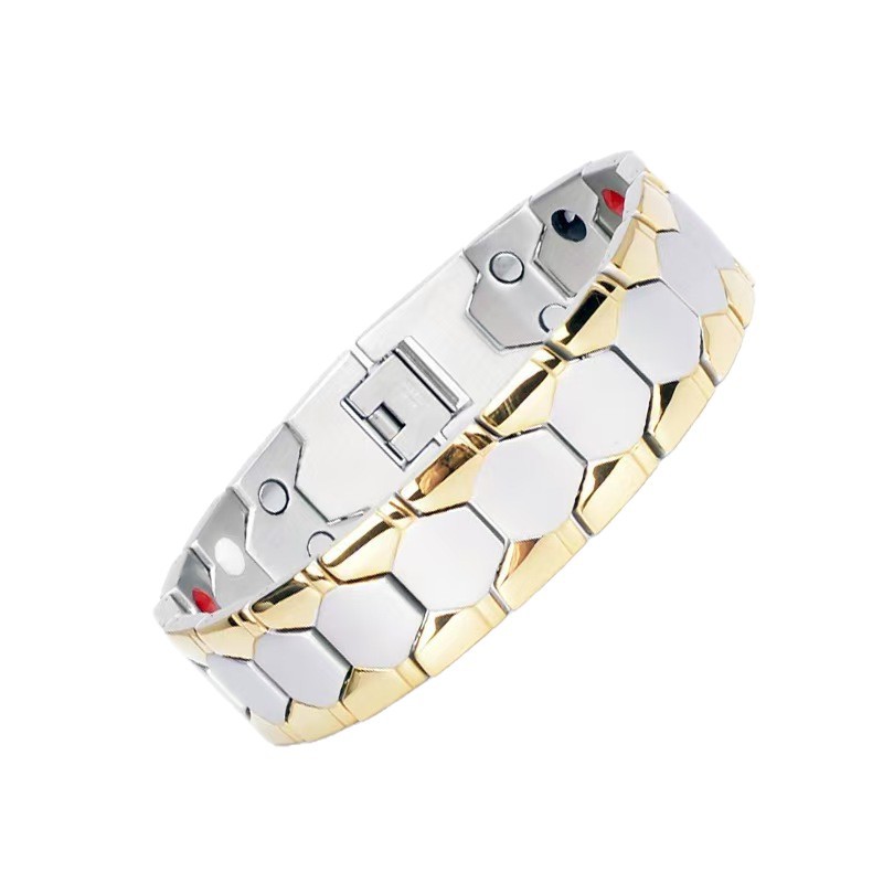 A popular cross-border bestseller in Europe and America: Men's detachable magnetic bracelet, stainless steel bracelet, hexagonal energy storage bracelet Item Picture