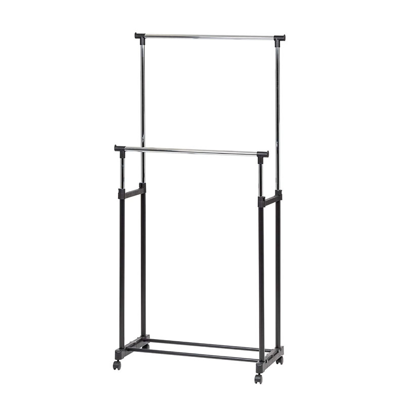 不锈钢晾衣架双杆晾衣架家用落地伸缩式挂衣架阳台室内晒衣架