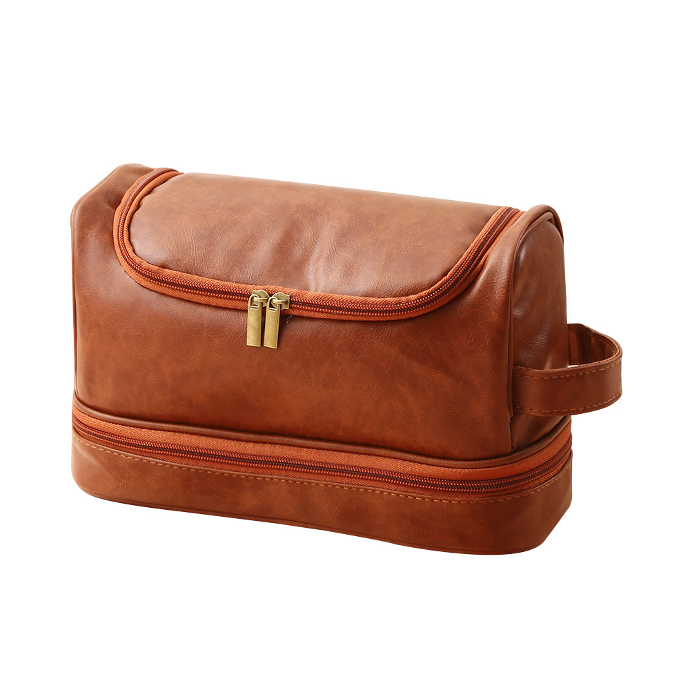 Amazon Travel Portable double-layer high-end men's toiletry bag with a sense of luxury, waterproof and large capacity makeup storage bag Item Picture