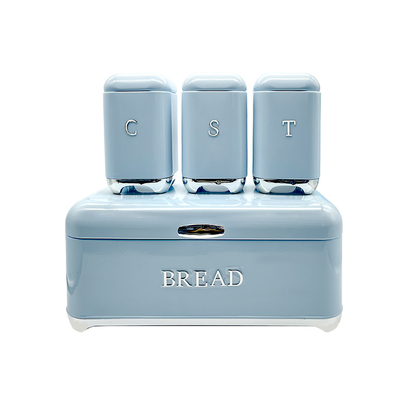 Cross-border European and American bread box, home retro bread box with flip lid, square storage box, iron box, kitchen storage jar Item Picture