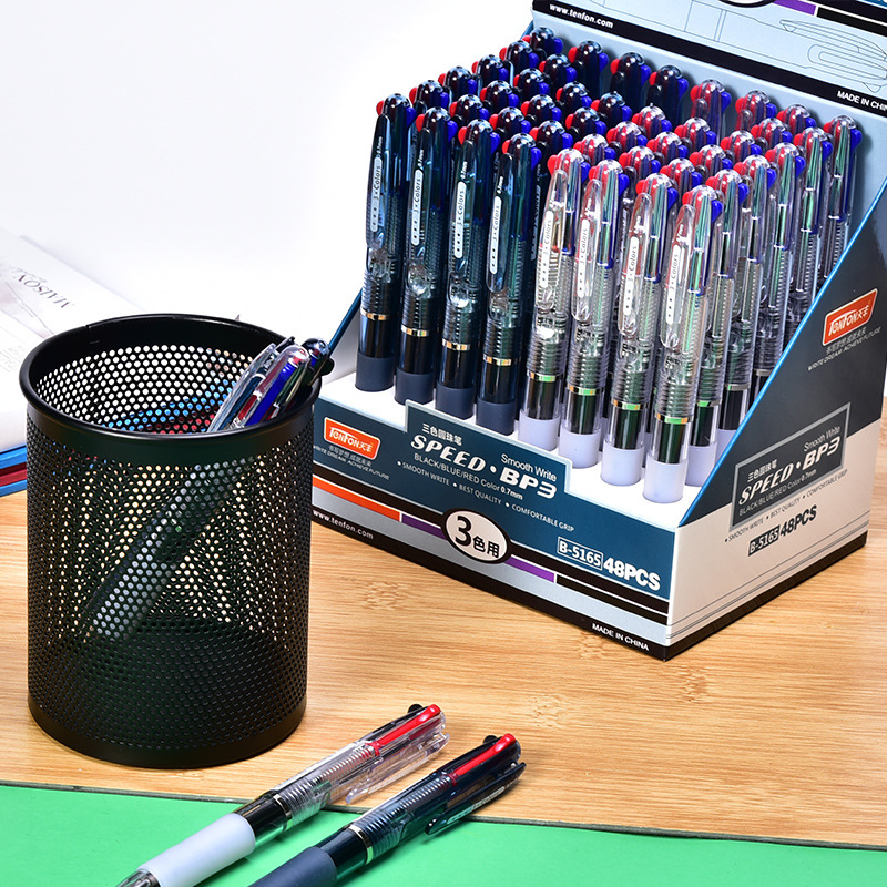 Tianfeng Three-color Ballpoint Pen 5165 Transparent multi-color Ballpoint Pen 0.7mm Ballpoint Pen wholesale 48 pieces per box Application Scenario