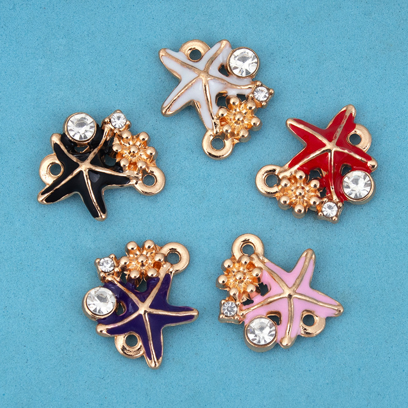 Wholesale of new creative alloy jewelry diy accessories, cartoon starfish oil-drip electroplated necklaces, bracelets, pendants and pendants Specification image