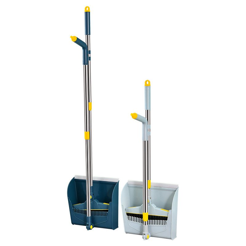 Broom and dustpan set, foldable standing set, stainless steel telescopic rod, broom and dustpan set, broom cover Item Picture
