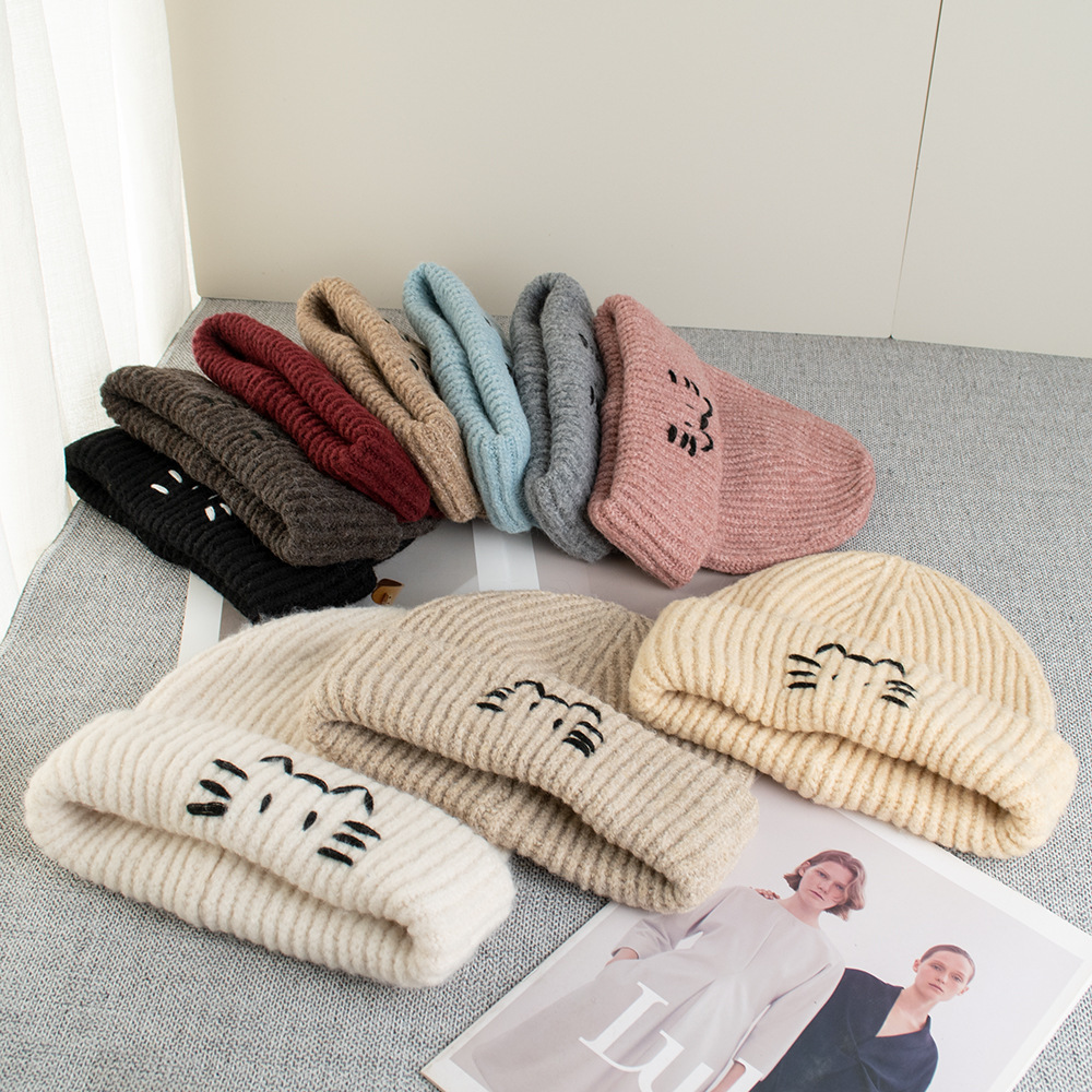 Cross-border customized winter warm woolen hats, cold hats, wool knitted hats, direct sales from cat manufacturers Specification image