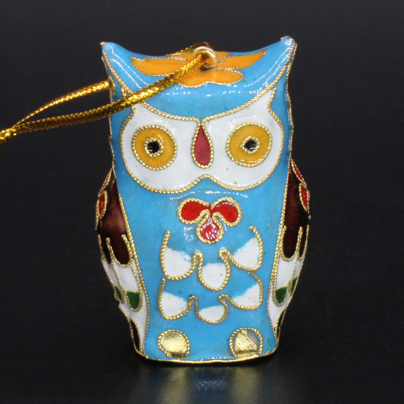 Beijing Cloisonne Christmas decorative pendant craft gift, Cloisonne enamel filigree silver blue owl