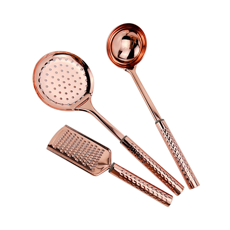 Stainless steel spatulas, soup spoons, cooking spoons, ladles, strainers, planers, household stir-frying spatulas and stir-frying spoons, a set of 3-piece practical kitchenware Item Picture