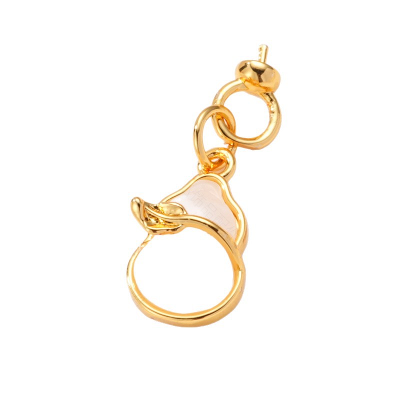 Pearl ring, earneedle pendant, micro-inlaid three-piece set, empty stand, natural stone gourd, oil-dripping crushed shells, DIY gourd element Item Picture