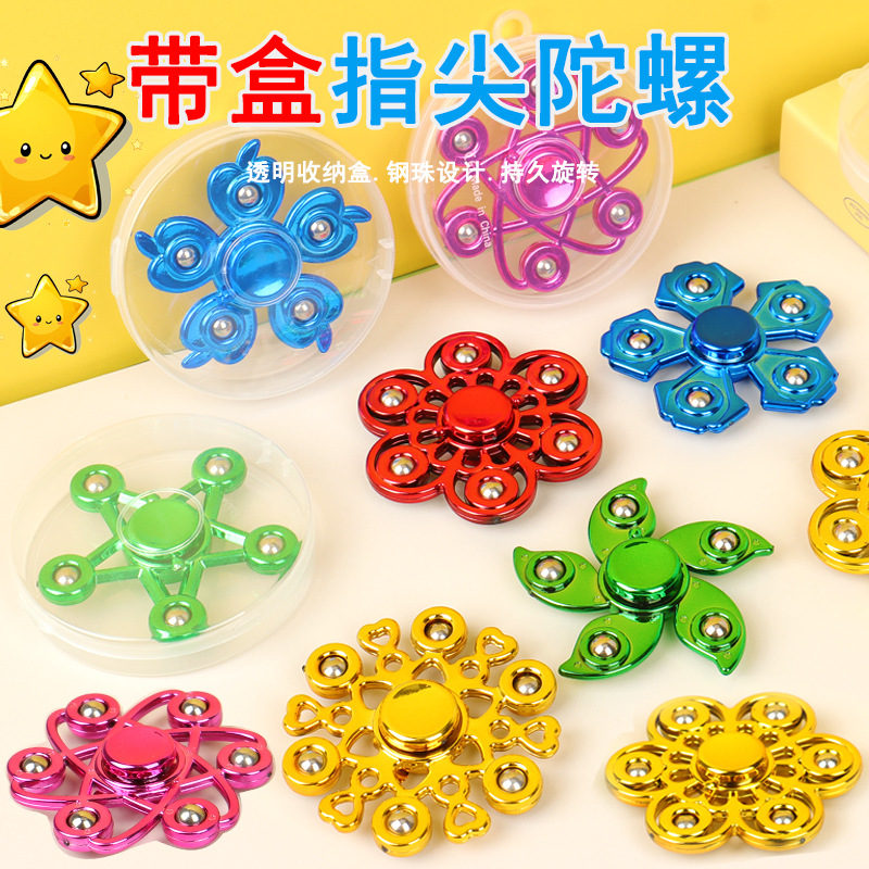 Boxed fidget spinner with electroplated steel balls, adult hand spin finger spin, relieve stress, hot sale at night market, wholesale between fingers