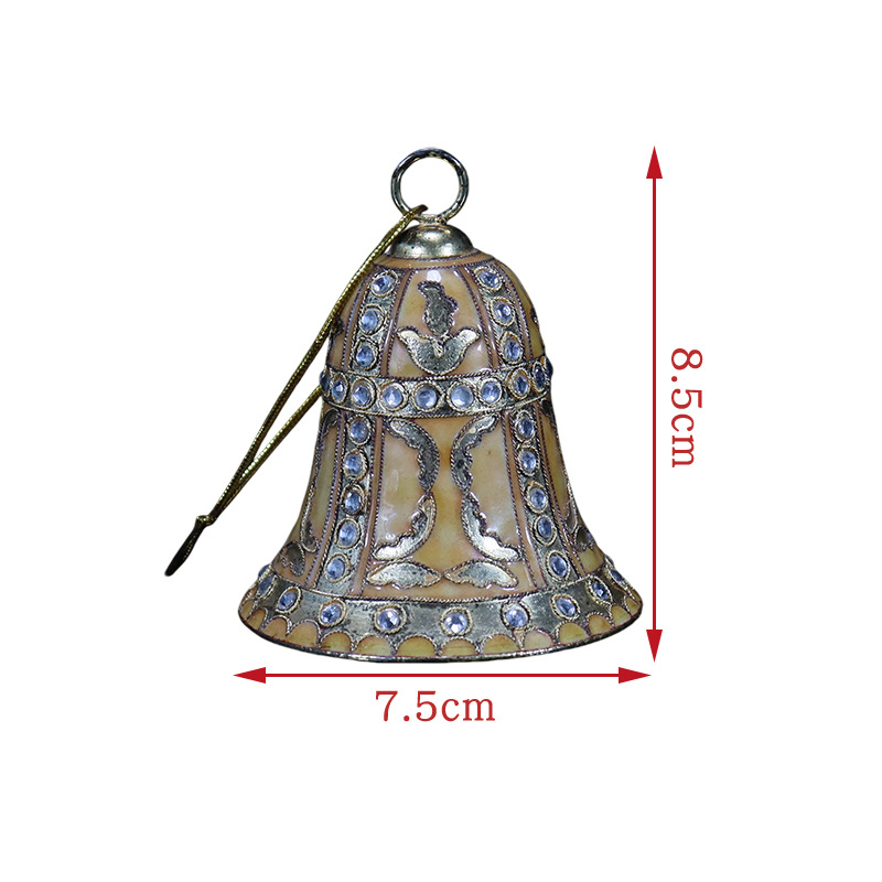 Beijing Cloisonne vintage cultural collectible pendant, copper body cloisonne enamel filigree silver blue 3-inch Christmas flat-edge bell Item Picture
