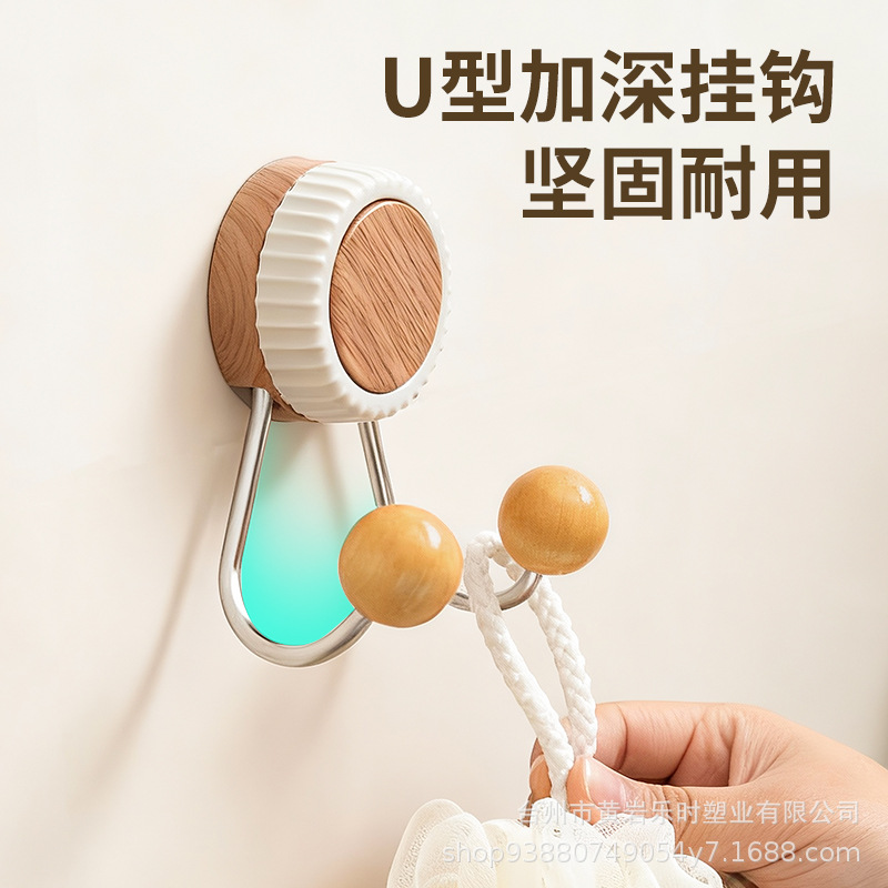 G192木纹吸盘浴室挂架纸巾架多功能厨房卷纸挂钩壁挂置物架