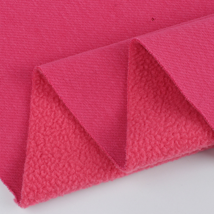 摇粒绒颗粒绒针织卫衣布料秋冬加绒卫衣面料一体绒摇粒绒面料产品图