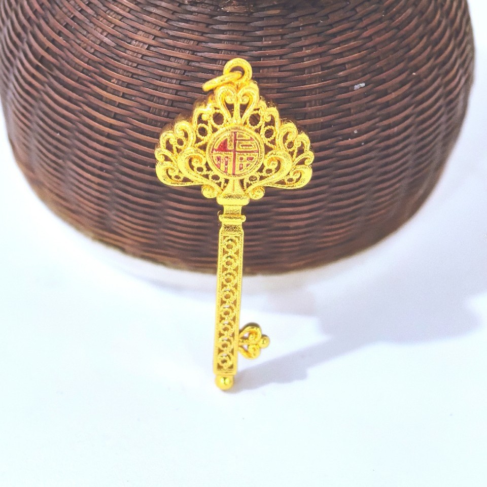 金店同款古法金葫芦钥匙吊坠百搭款纯铜饰品