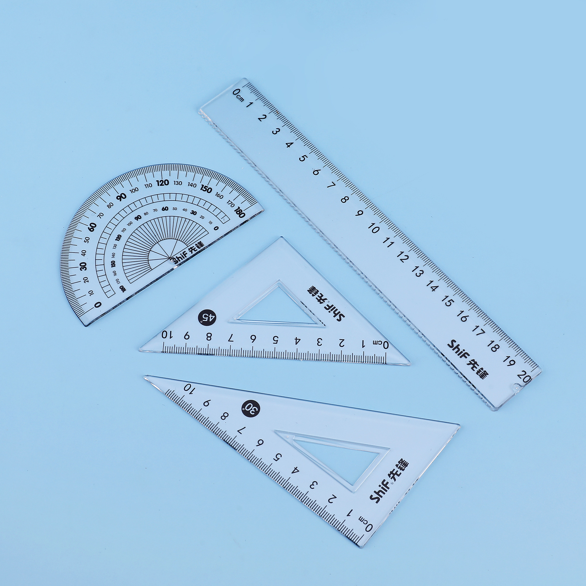 Pioneer 5820 Ruler Set for Primary School Students: Straight Ruler, Set Square, protractor, Children's Multi-functional drawing ruler set Item Picture