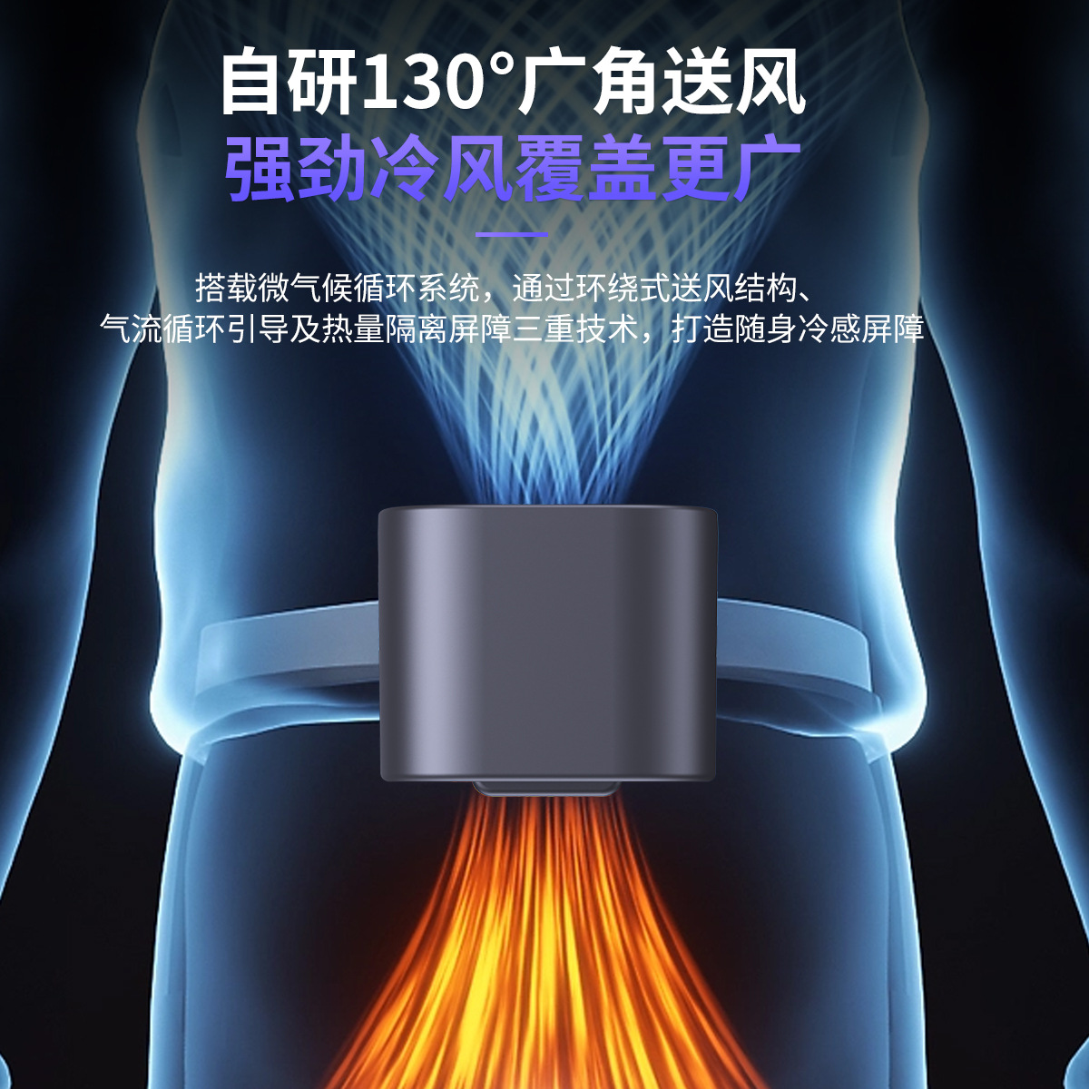 New portable multi-functional high-wind outdoor high-speed violent small fan, desktop clip, long-lasting waist-hanging fan Specification image