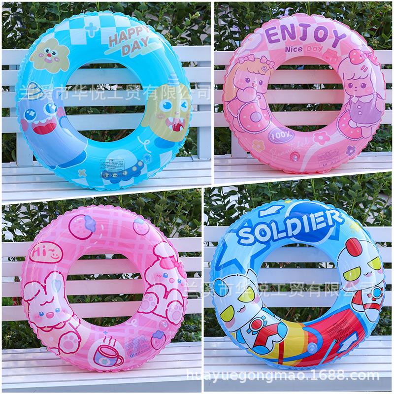 Wholesale of thickened cartoon printed swimming rings, eco-friendly children's swimming rings, inflatable baby armpit rings for boys and girls