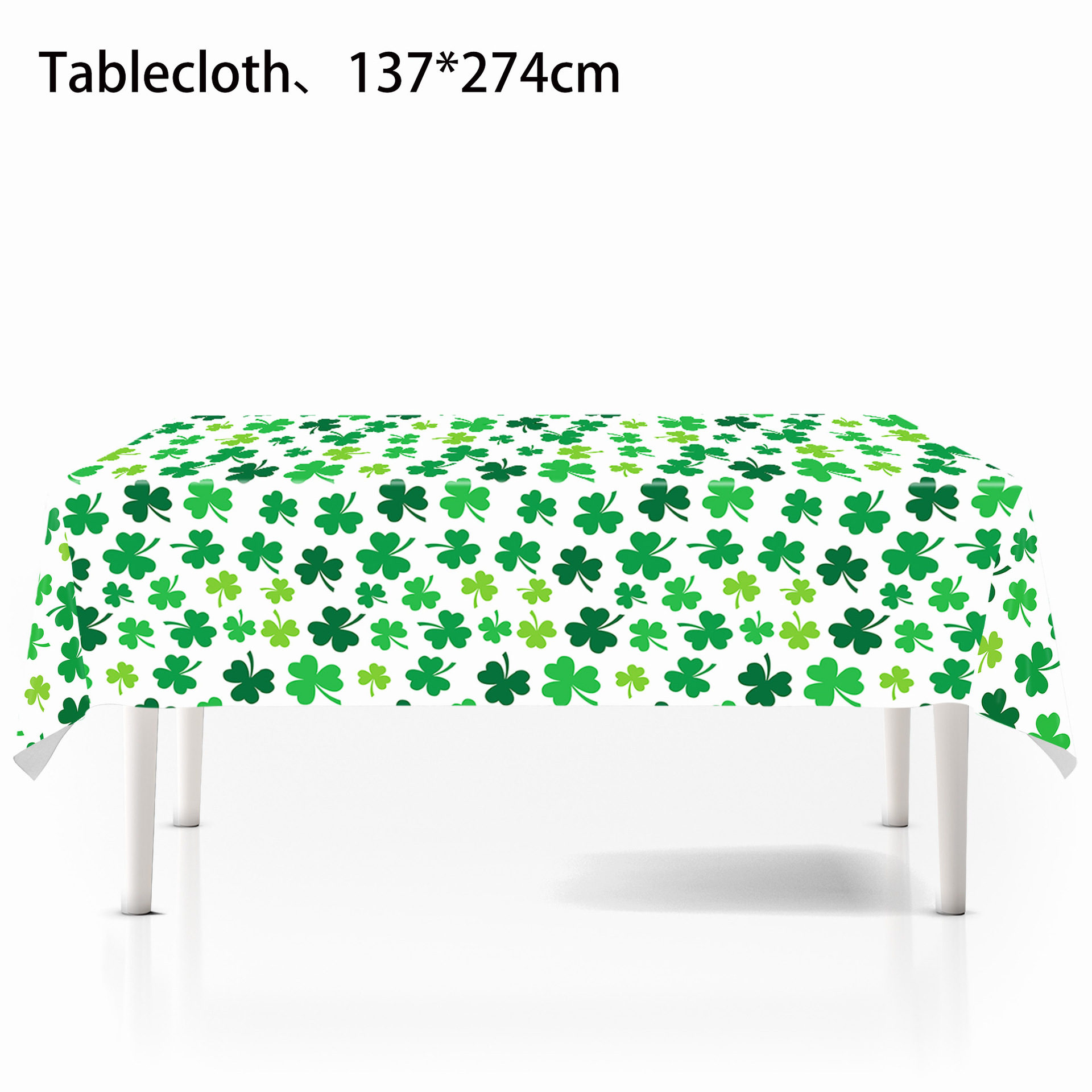跨境新款圣帕克里节三叶草金币一次性桌布派对场景布置装饰用品细节图