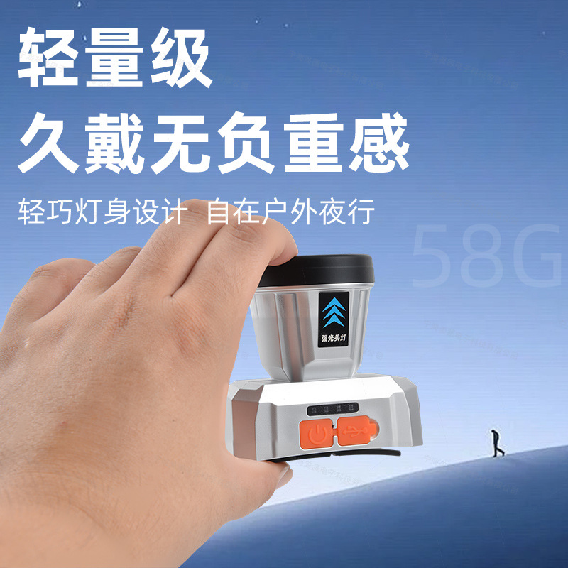 New mini headlamp, ultra-bright head-mounted strong headlamp, flashlight, outdoor home long-range charging night fishing miner's lamp Specification image