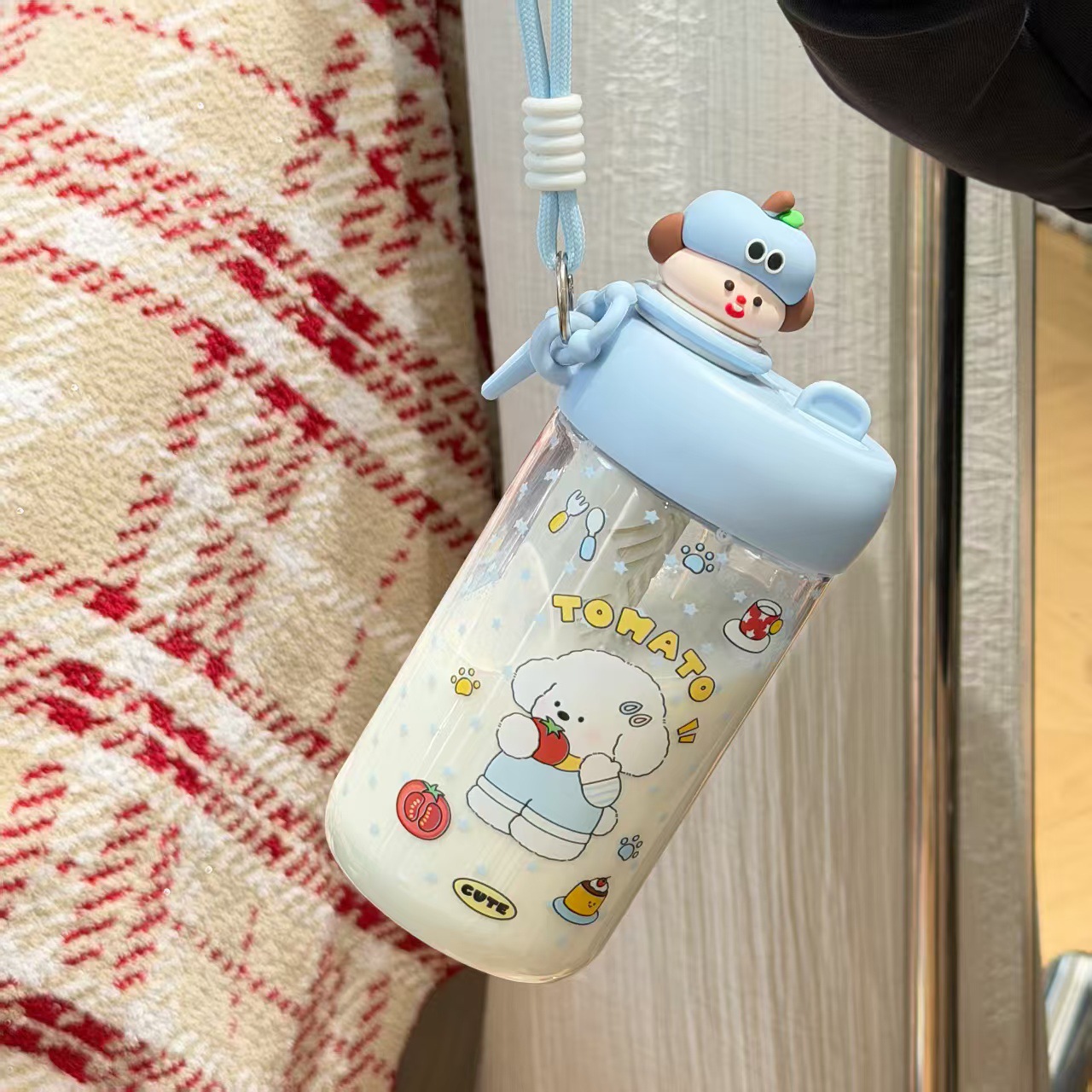 2025 New holiday cute Christmas dog water cup, high appearance level for girls, ins non-identical plastic cup, straw cup Specification image