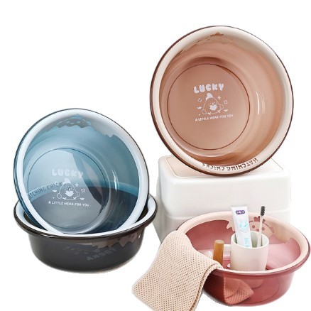 Thickened round household washbasin for student dormitories, new plastic basin, and cream-style household washbasin Item Picture