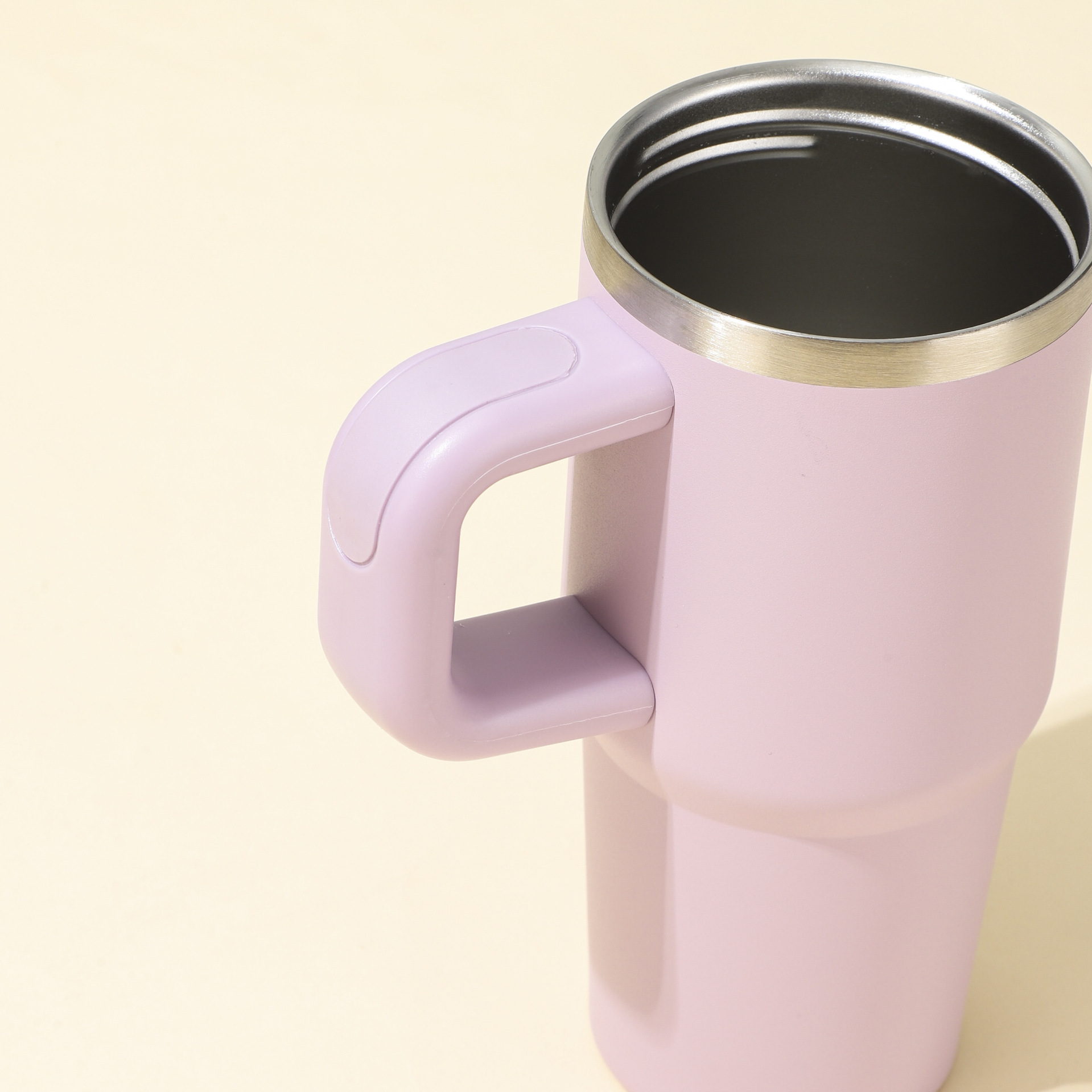 新品14oz便携吸管冰霸杯带手柄纯色汽车杯迷你真空保温杯现货批发细节图