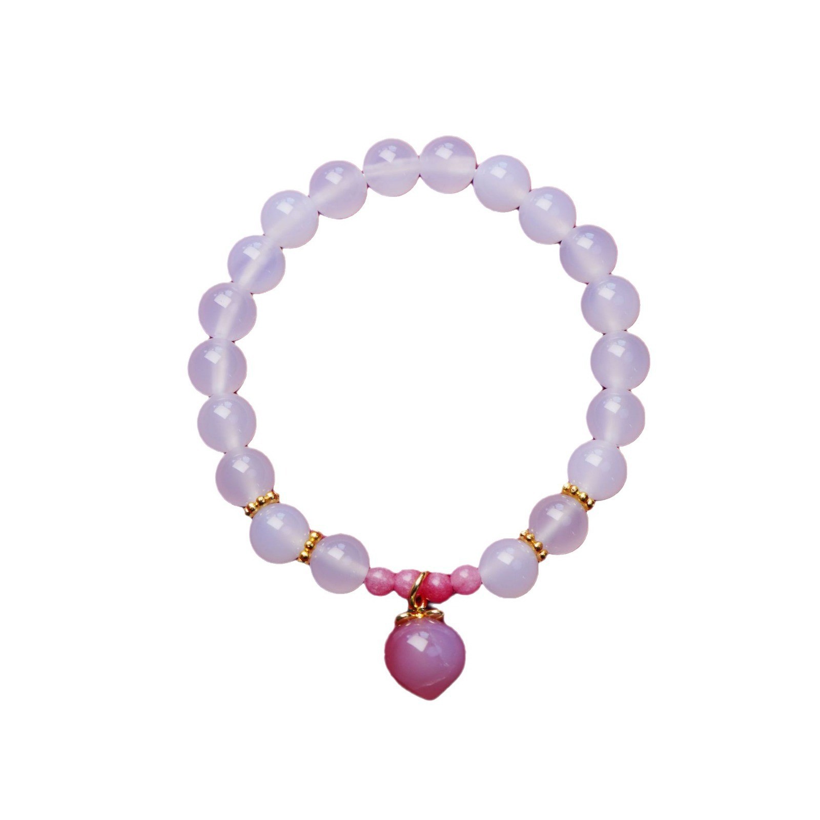 Tipo de hielo natural brazalete de ágata blanca para mujeres con colgante de melocotón dulce pincho de mano fresco y dulce mejor amiga decoración de mano regalo Item Picture