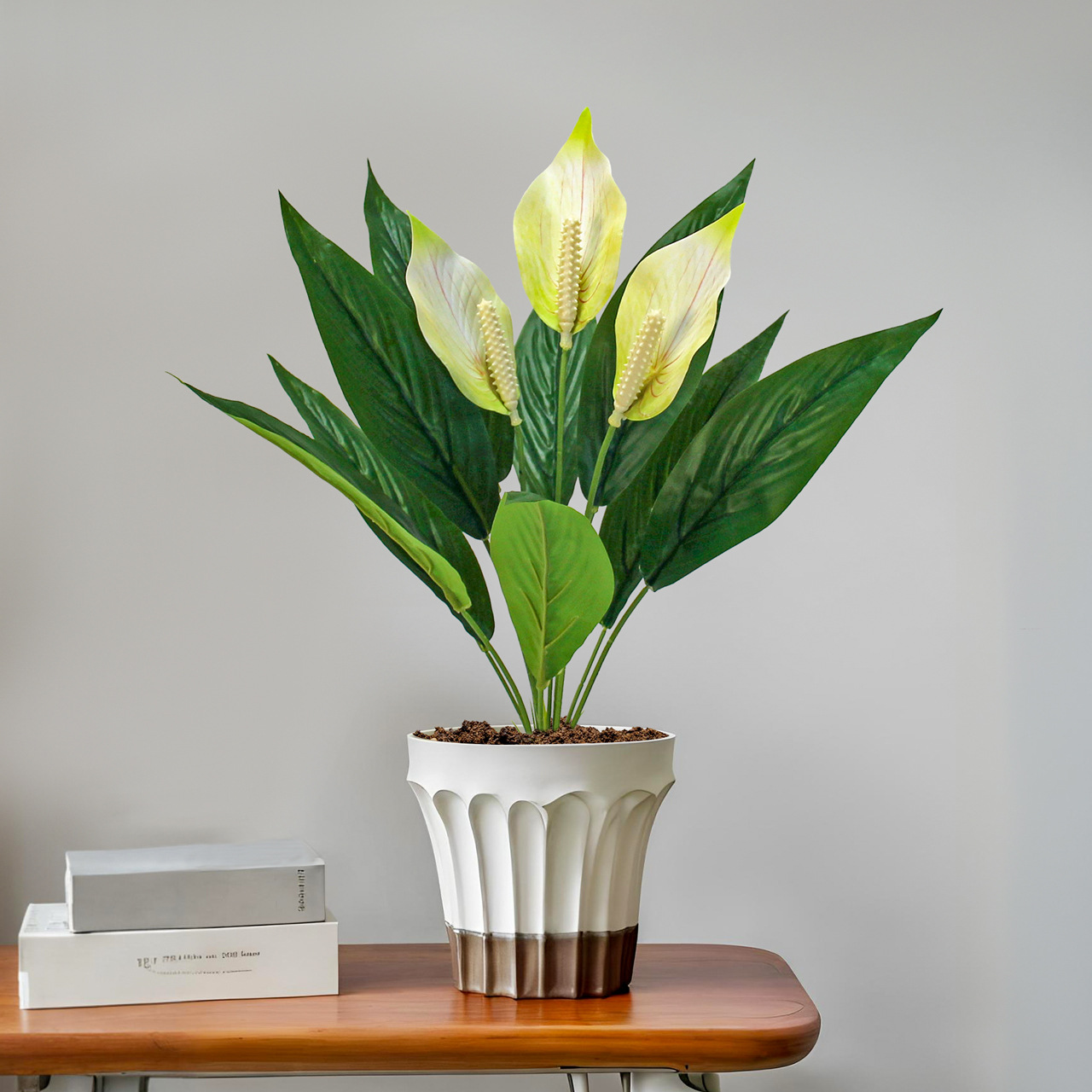 Artificial flowers: outdoor white anthurium, garden decoration, restaurant partition flowers, indoor red anthurium, indoor plastic anthurium, artificial plants details Picture