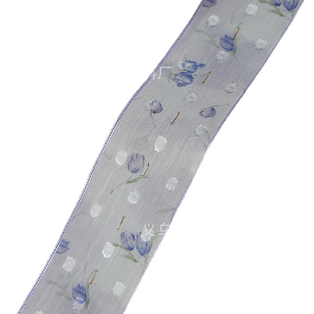 DIY colorful tulip flower snow gauze ribbon, bow hair accessory, printed ribbon, fresh flower material gift box, diy accessories Item Picture