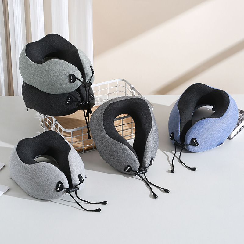 记忆棉U型枕慢回弹飞机汽车高铁午睡枕护颈护脖枕 仿羊绒横条旅行细节图