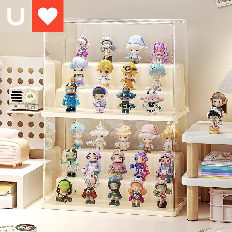友耐娃娃盲盒展示架透明防尘乐高手办收纳展示柜泡泡玛特展示盒