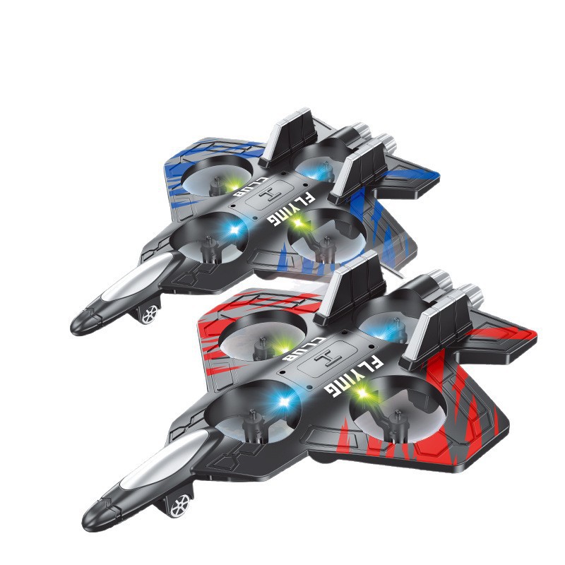 工厂直销遥控泡沫飞机炫彩灯光翻滚悬停特技四轴飞行器无人机批发白底实物图