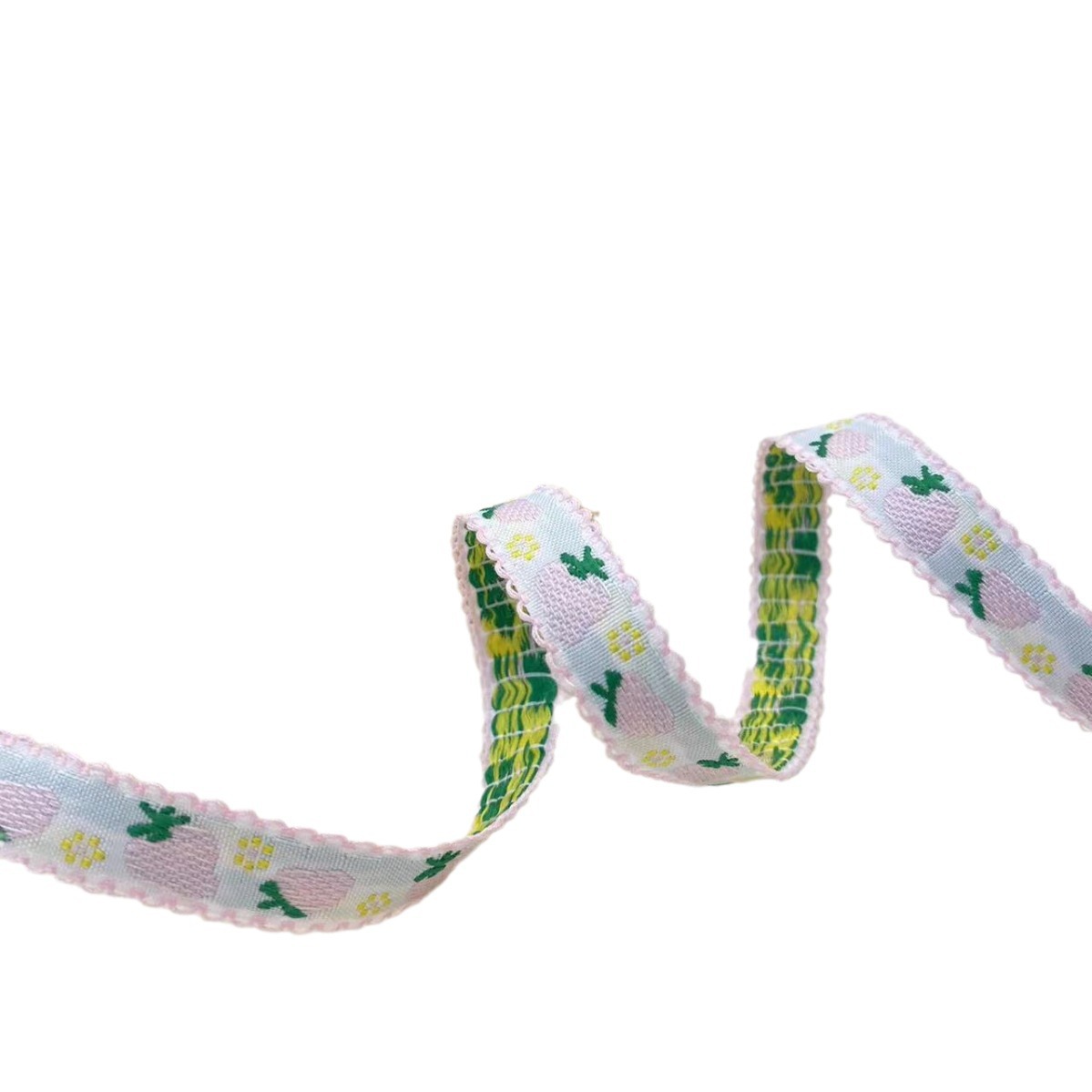 1.5 cm black fungus edge strawberry jacquard embroidery handmade DIY bow webbing gift box packaging strap Item Picture