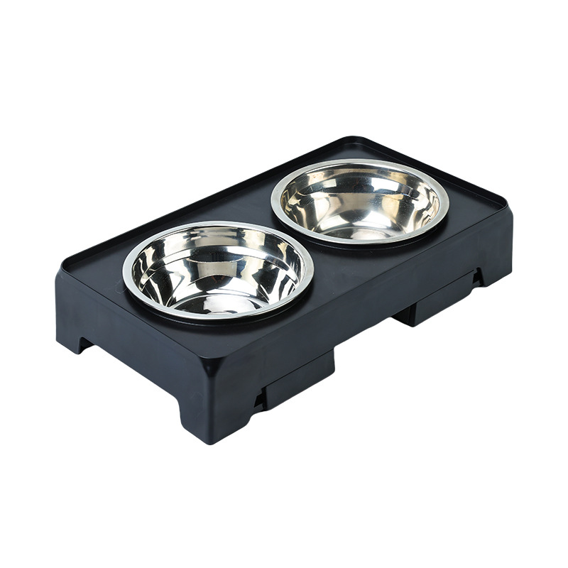 Rongka Pet Cross-border Small Dog Folding and Lifting Bowl Stand 5.5-inch Pomerang Teddy Corgi stainless Steel Double Bowl Pet Kitten Bowl Folding Application Scenario