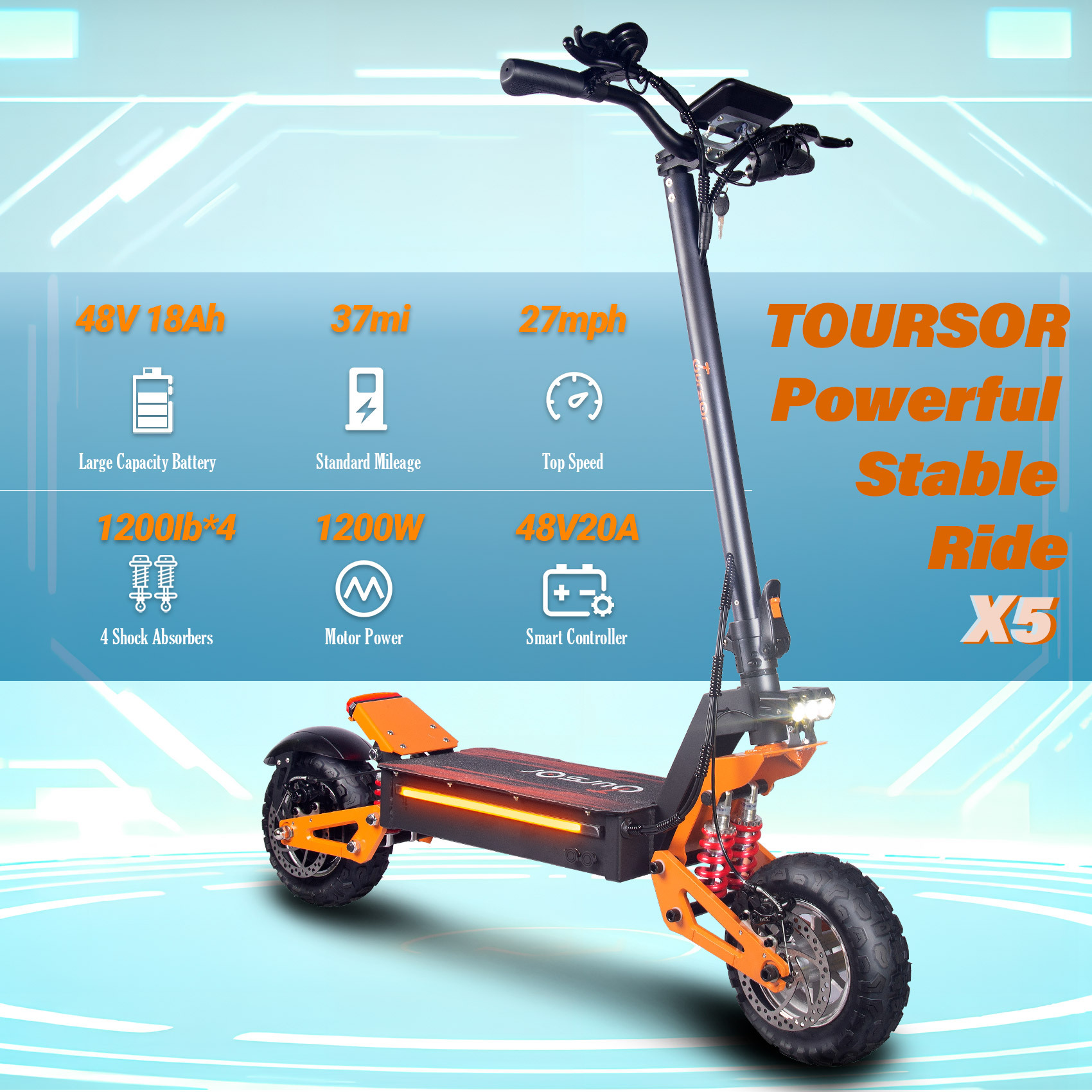 11-inch off-road electric scooter 48V1200W single drive, one-piece consignment from overseas warehouses in Europe, the United States and the United Kingdom details Picture