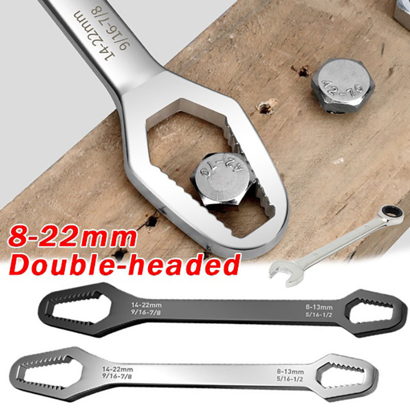 Double-ended box wrench 8-22, multi-functional anti-slip self-tightening adjustable eye wrench, household auto repair manual tool Specification drawing