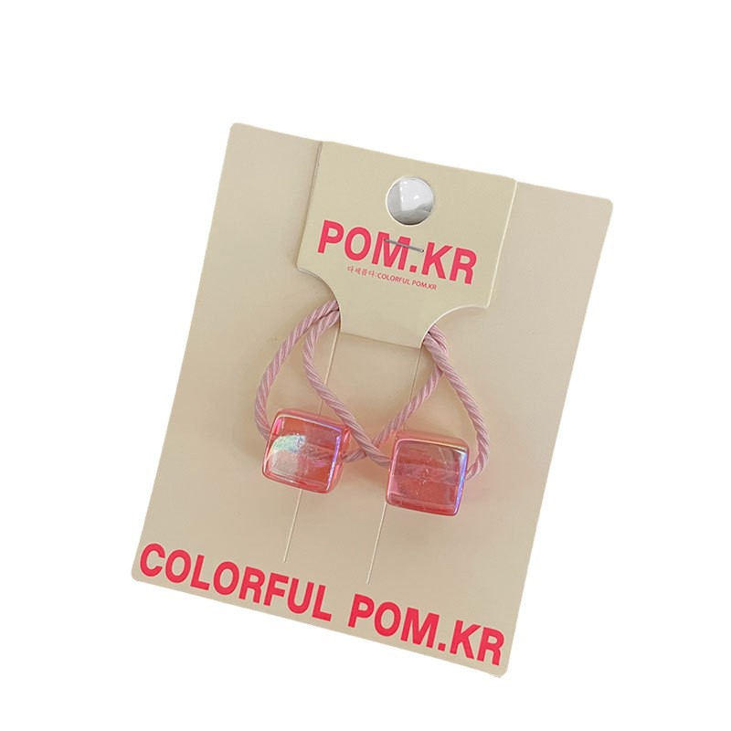 Nuevo estilo coreano transparente cuadrado pares de cabellos cola de caballo cuerda de cabeza multicolor bebé lindo amor estrella elástico elástico accesorios para el pelo Item Picture