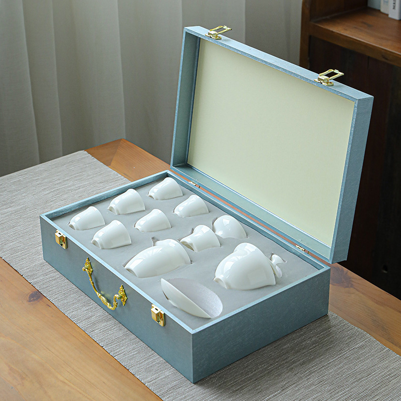 New 6-cup Gongfu tea set from Yuci, a complete set of jade white porcelain filtering ceramic tea sets with household logo details Picture