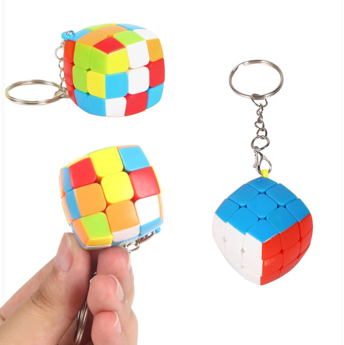 跨境3.5CM小魔方面包钥匙扣挂件实色三阶面包减压魔方益智玩具