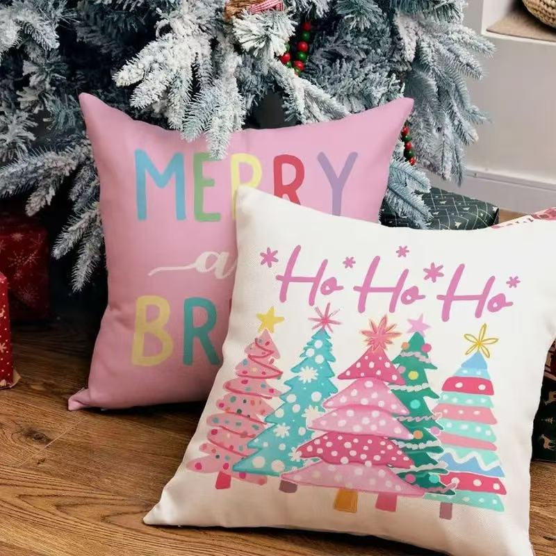 Cross-border bestseller Christmas tree print pillowcase, Christmas snowflake decorative pillowcase, new living room home pillowcase Application Scenario