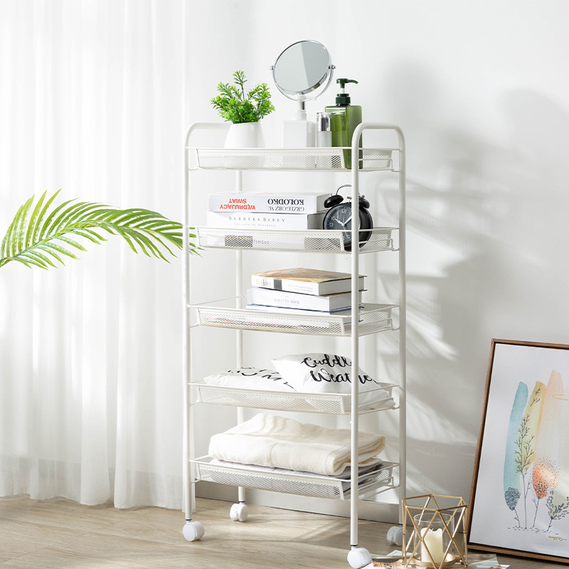 分销霍纳文多功能推车浴室厨房置物架白色黑色带脚轮收纳推车可定