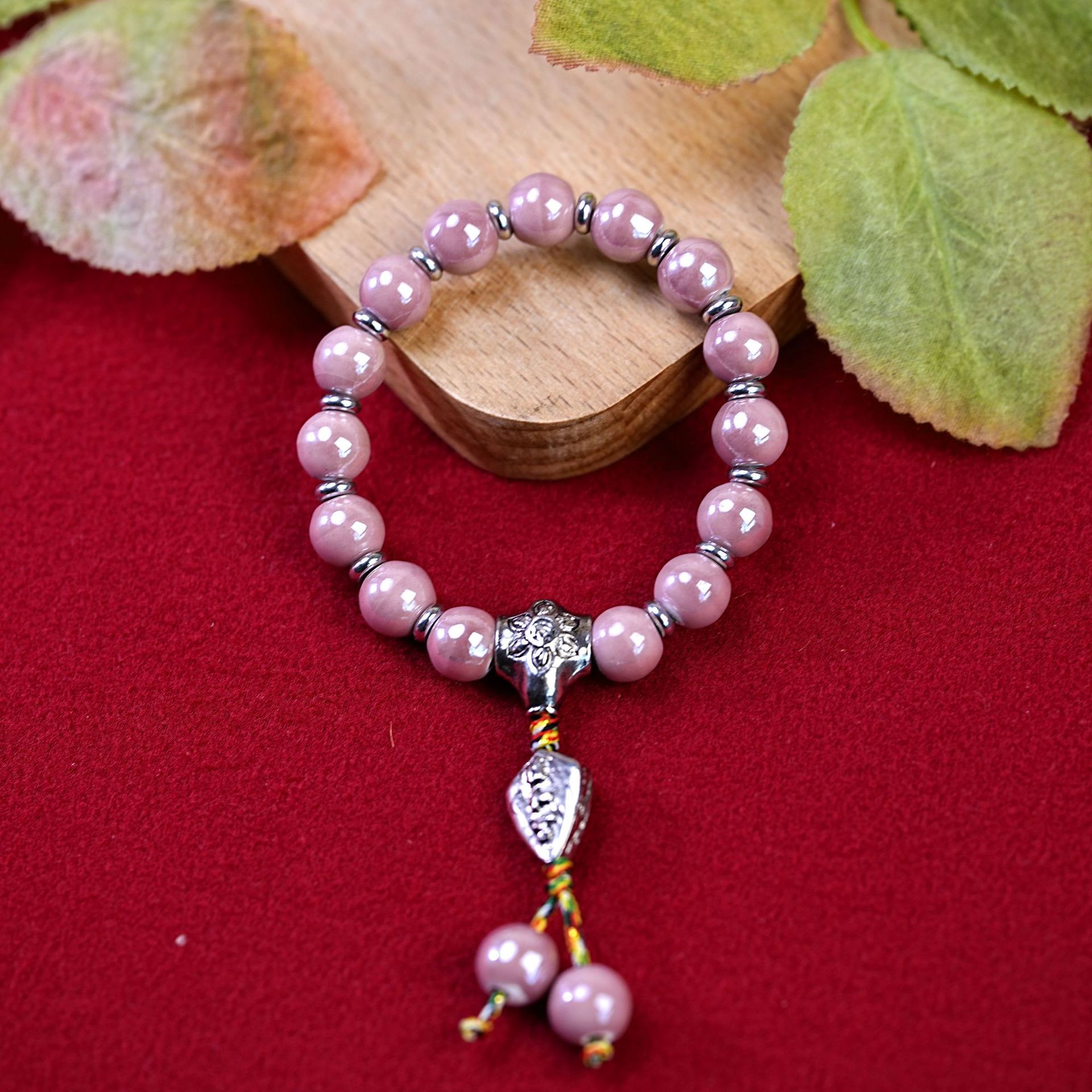 北京香灰瓷佛珠手串文玩女经文吊坠复古琉璃陶瓷手链串珠饰品配饰