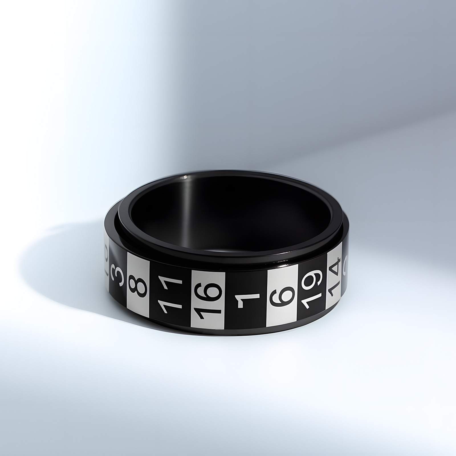 8mm Amazon new European and American jewelry, Arabic numerals rotatable men's titanium steel ring, stress-relieving ring Specification image