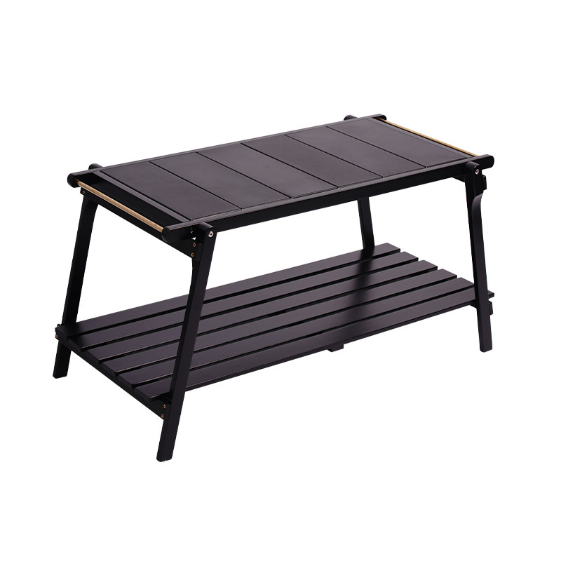 户外IGT组合桌楠竹折叠便携露营野餐桌可拆卸单元板实木煮茶桌白底实物图